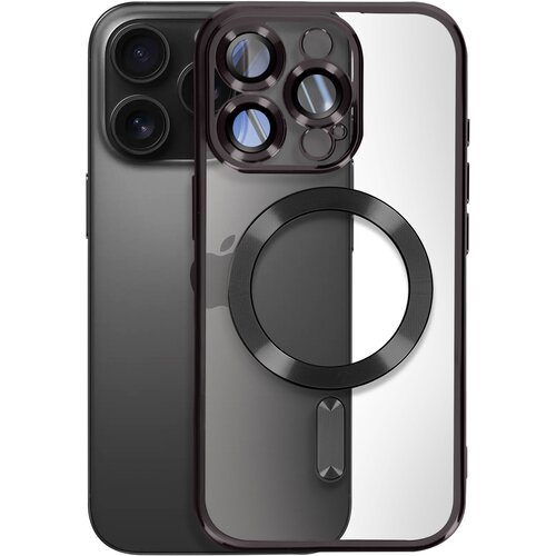 AVIZAR MagSafe ohišje za iPhone 16 Pro Silikonski kromirani okvir, Črna, (5000013744) Cene