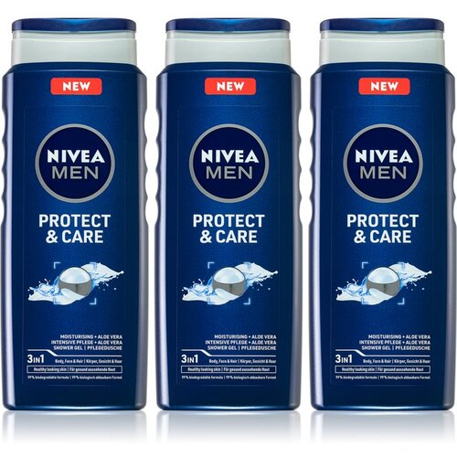 Nivea Men Protect & Care gel za prhanje za moške 3 x 500 ml (ugodno pakiranje) Cene