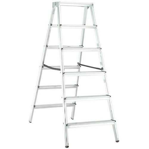 Alpos Alu Dvostruke ljestve s gazi&amp;scaron;tem (2 x 6 stepenica, Radna visina: 2,88 m, Aluminij) Slike