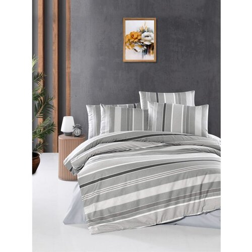  Vitali Sivi i Beli Ranforce Set Posteljine za Duvet Cene