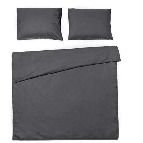 Bonami Selection Antracitno siva posteljina za bračnni krevet od stonewashed pamuka , 200 x 220 cm