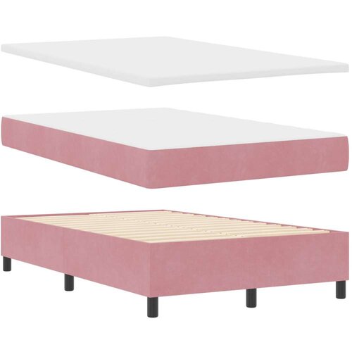 Box Spring Krevet s Madracem &amp;amp;amp Klupom Ružičasta 120x200 cm Velur Slike