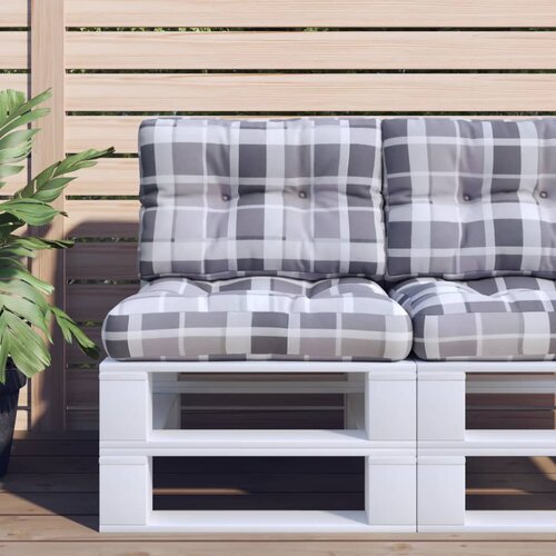 vidaXL Jastuk za palete sivi karirani 60 x 40 x 12 cm od tkanine Cijene