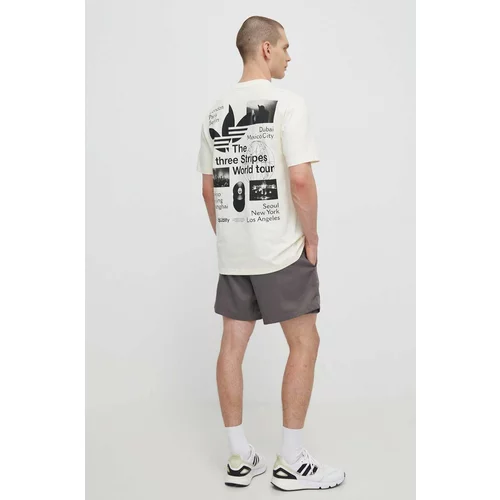 Adidas Bombažna kratka majica moška, bež barva, IS2902