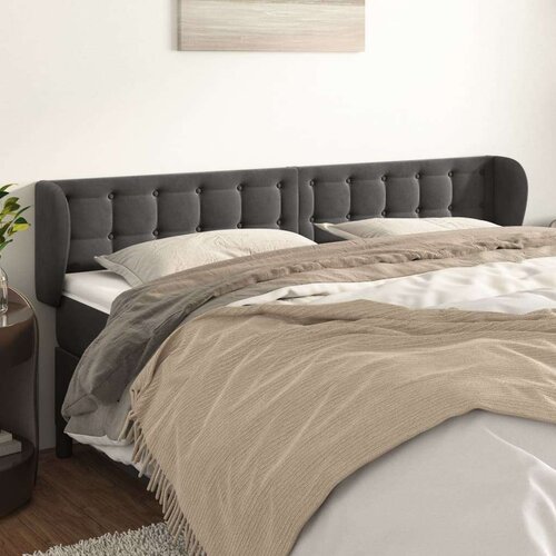  Vzglavje z u&amp;scaron;esi temno sivo 203x23x78/88 cm žamet, (20793742) Slike