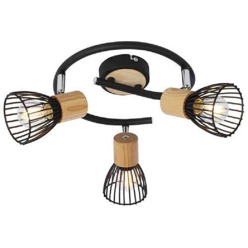 Ferotehna Spot svetilka Black + Wood 3 (3 X 40 W, E14, IP20, d 25 x š 25 x v 19 cm, kovina, les) Cene