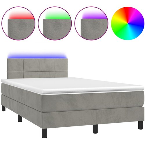 Maison Chic Box spring postelja - Vzmetna postelja z vzmetnico LED svetlo siva 120x200cm žamet SL15660, (21905037) Cene