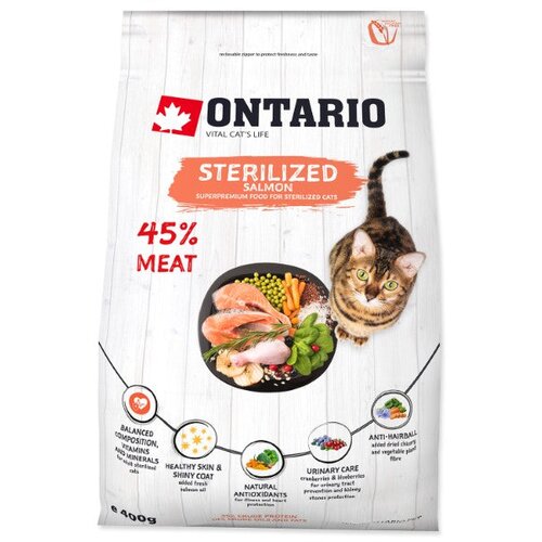 Ontario Cat Sterilised - losos 400 g Cene