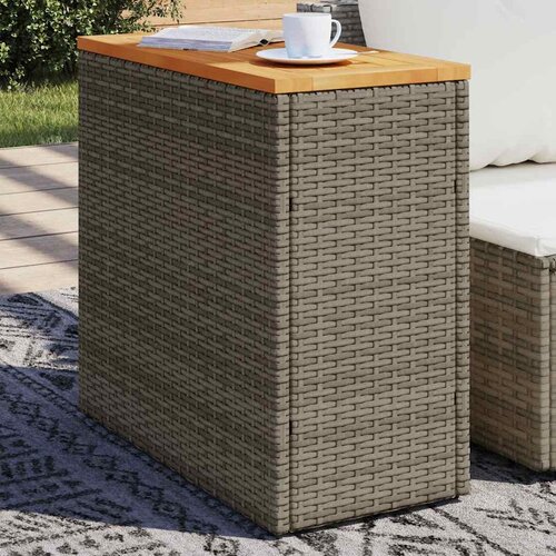  Vrtni bočni stolić s drvenom pločom sivi 58x27,5x55cm poliratan Cijene