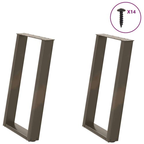 VidaXL Noge za blagovaonski stol U-oblik 2 kom Prirodni čelik 50 x (72-73) cm Čelik - Prirodna 50 x (72-73) cm 1 Slike
