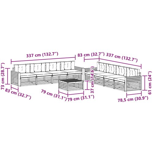  Set vanjskih sofa 9 kom. Bijela i krem Poliester Slike