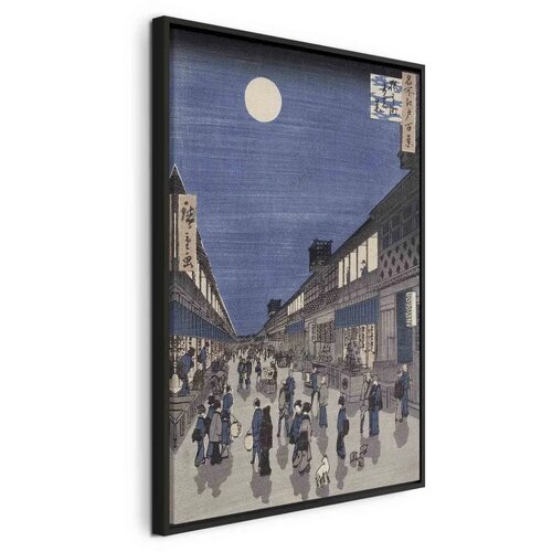  Slika - Utagawa Hiroshige – Night time view of Saruwaka Street 60x90 U crnom drvenom okviru Cene
