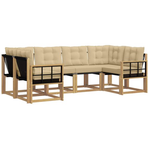 vidaXL Zunanja garnitura za sedenje z blazino 6 pcs Bela in bež, (5000270994) Cene