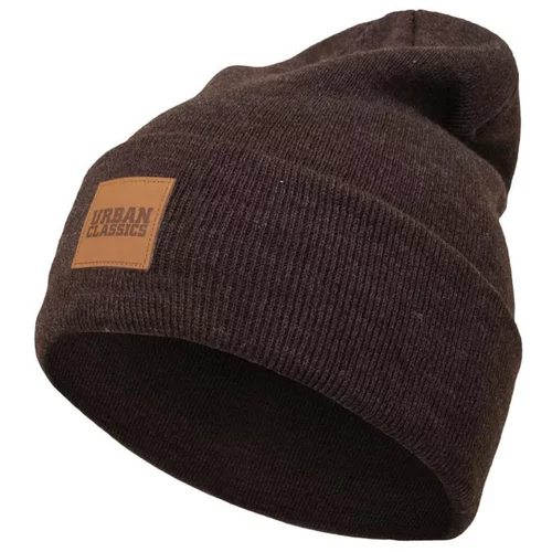 Urban Classics Leatherpatch Long Beanie heatherbrown