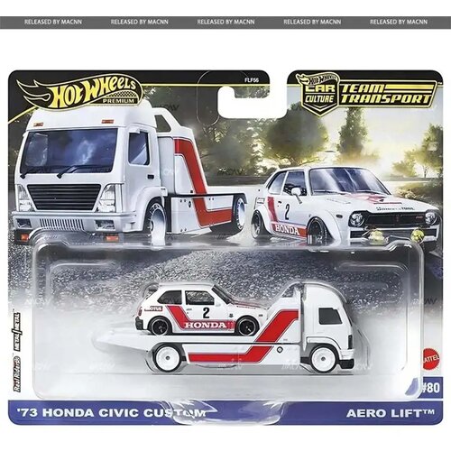 Mattel Hot Wheels: Aero Lift Premium kamion za prijevoz automobila i 73 Honda Civic Custom autić 1/64 - Cene