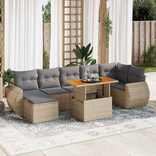 vidaXL 8-dijelni set vrtnih sofa od poliratana s jastucima bež Cijene