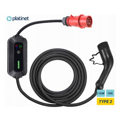 Platinet PPC32AT prenosni EV električni polnilec, 11kW, 5m, za električna / hibridna vozila, TYPE 2, SCHUKO adapter, LED zaslon, torba Cene