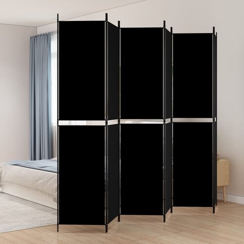 Sobna pregrada s 6 panela crna 300 x 220 cm od tkanine Cijene