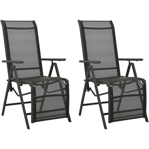 VidaXL Nastavljivi vrtni stoli 2 kosa tekstil in aluminij črni, (20592258) Slike