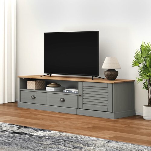vidaXL TV omarica VIGO siva 156x40x40 cm trdna borovina Cene