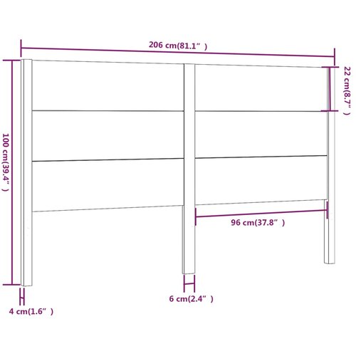  Uzglavlje crno 206 x 4 x 100 cm od masivne borovine Slike