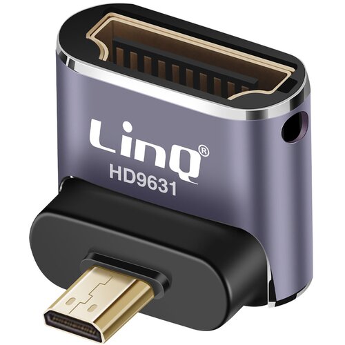 LINQ Adapter za video 8K UHD HDMI ženski na mikro HDMI mo&scaron;ki pod kotom 90&deg; kompakten, Siva, (5000220137) Cene