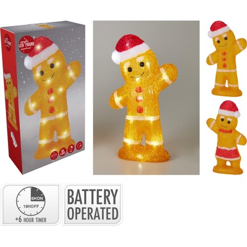  LED spolja&amp;scaron;nja božićna dekoracija 20xLED/2xAA 30 cm IP44 u obliku medenjaka Slike