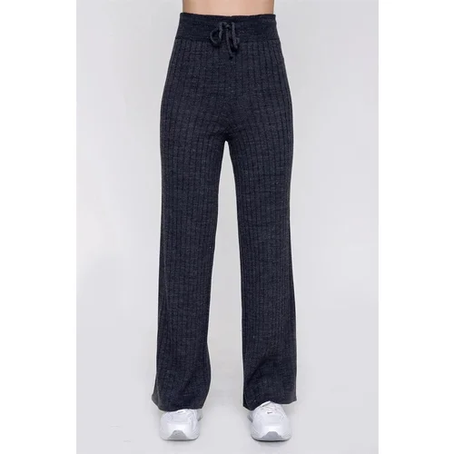 Dewberry 54226 Ribbed Knitwear Trousers-ANTHRACITE