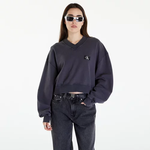 Calvin Klein Sweater majica tamo siva / crna / bijela