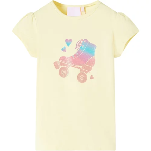 vidaXL Otroška majica z rolerji nežno rumena 92