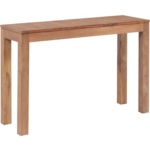 VidaXL Konzolna mizica trdna tikovina z naravnim fini&amp;scaron;em 110x35x76 cm Slike