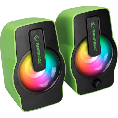 Rampage Zvučnici 2.0 gaming RMS-G7 FALSETTO 2.0 6W RGB LED, green, 3,5mm + USB napajanje Cijene