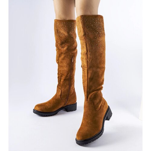Gemre Brown long boots with rhinestones Colleen Slike