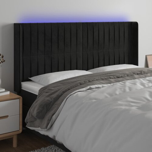 VidaXL LED uzglavlje crno 163 x 16 x 118/128 cm bar&amp;scaron;unasto Slike