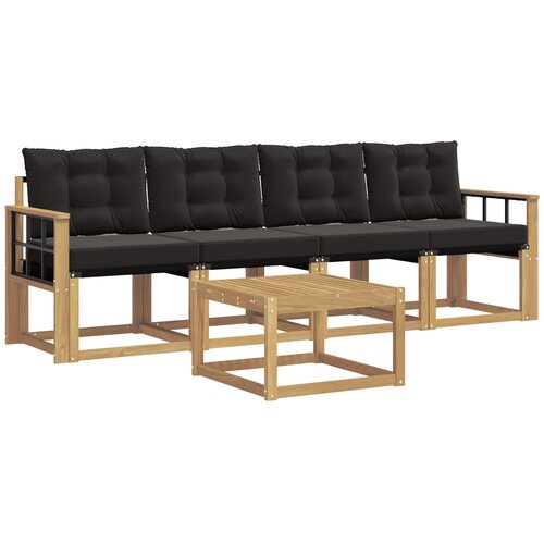 vidaXL Zunanja garnitura za sedenje z blazino 5 pcs Bela in črna, (5000280944) Cene