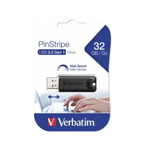 USB memorijski stik Verbatim 32GB, crni, pinstripe 3.2 Gen1 Cijene