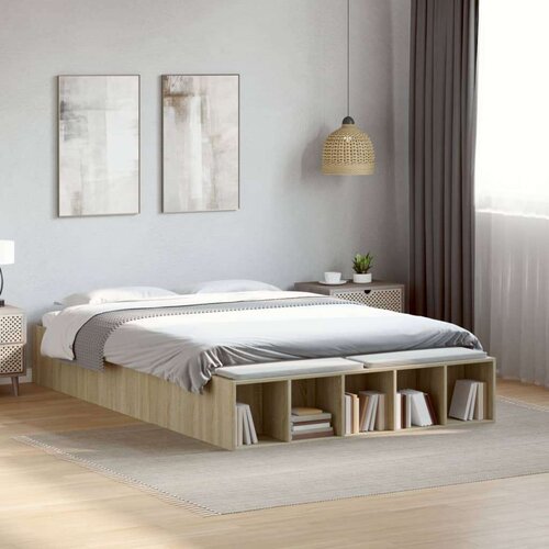 VidaXL Okvir za krevet boja hrasta 120x190 cm od konstruiranog drva Slike