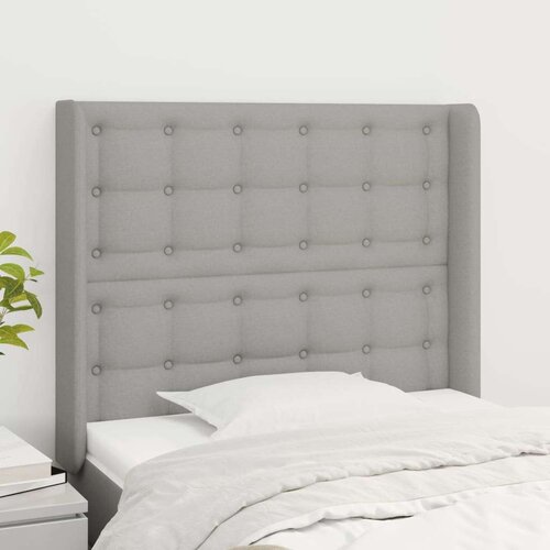  Uzglavlje s u&amp;scaron;ima svjetlosivo 93x16x118/128 cm od tkanine Slike