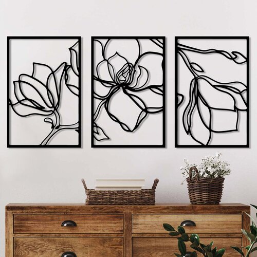 Opviq set zidnih dekoracija Erbas-1, 30x45 cm, 1.5 mm, 3 komada, Crna Cene