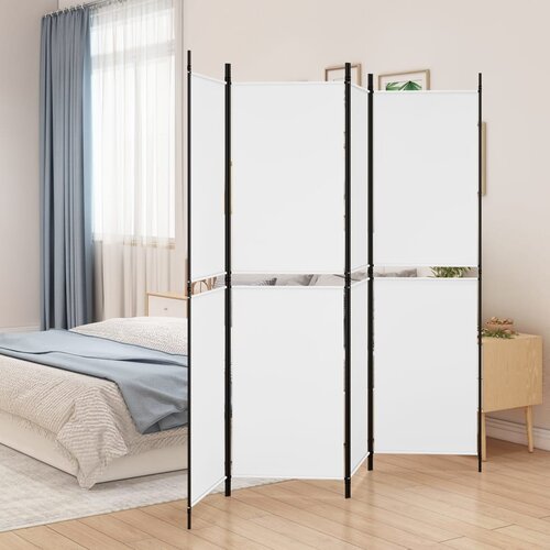 Sobna pregrada s 4 panela bijela 200 x 180 cm od tkanine Cene
