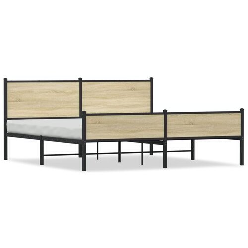 VidaXL Kovinski posteljni okvir brez vzmetnice sonoma hrast 160x200 cm, (21368853) Slike