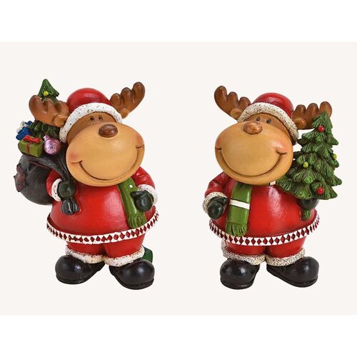 Viter novogodišnja figura irvas sa zelenim šalom 7x10x6cm Slike