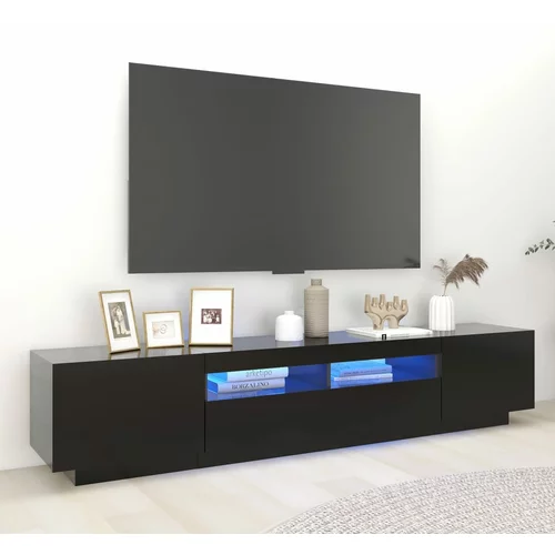 TV ormarić s LED svjetlima crni 200 x 35 x 40 cm