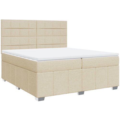 vidaXL Box spring postelja z vzmetnico krem 200x200 cm blago, (21307958) Cene