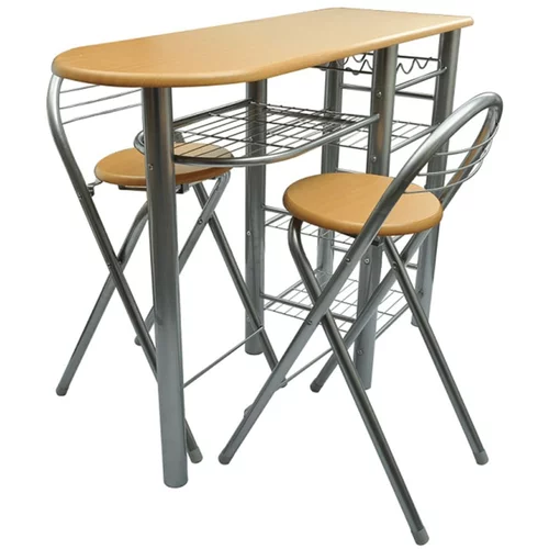vidaXL Komplet mize in stolov za kuhinjo / zajtrk bar les