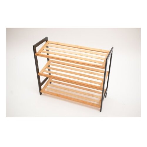BOLZZ polica za obucu 3 nivoa bamboo crna Cene
