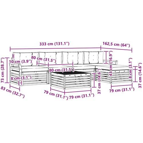  Set vanjskih sofa 6 kom. Prirodna i krem Slike