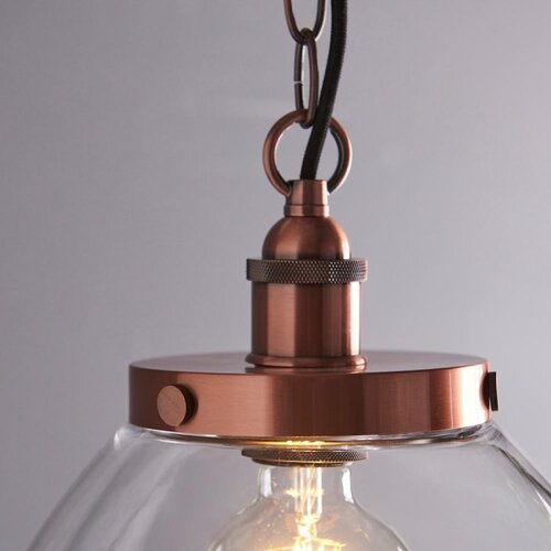  Endon 106895 - Bakarni luster na lancu HANSEN 1xE27/10W/230V Slike