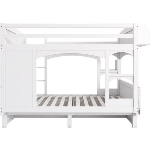 Lumor Dvoposteljna postelja iz lesa in Mdf - 90x200 cm - z dvema predaloma in zložljivo mizo - bela (brez vzmetnice), (22156825) Cene