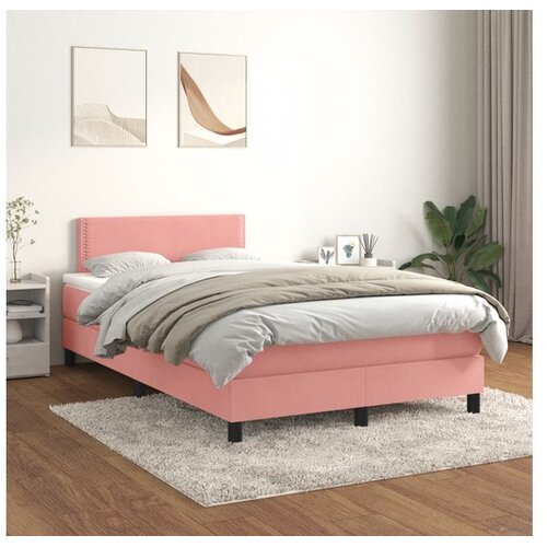  Box spring postelja z vzmetnico roza 120x200 cm žamet Cene